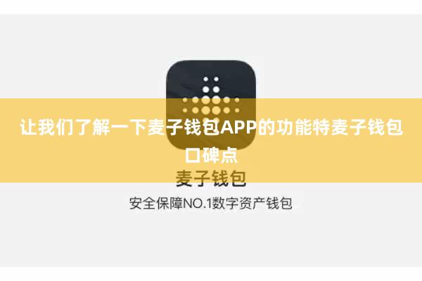 让我们了解一下麦子钱包APP的功能特麦子钱包口碑点